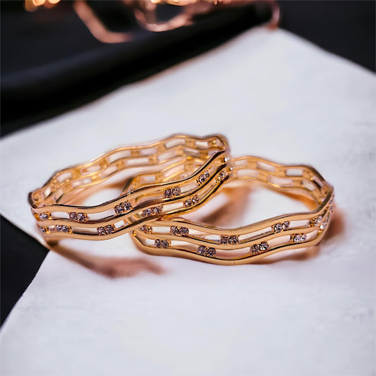 Zigzag Gold Plated CZ Bangles