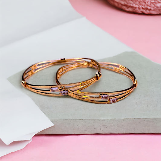 Stylish Gold Plated Bangles with Eye catching Stone