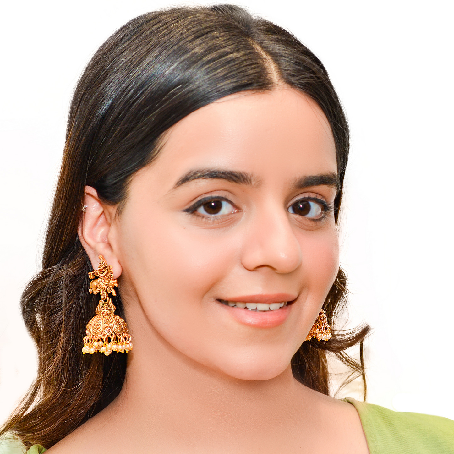 Krishna Jhumki Antique Gold Plated Earrings For Women & Girls