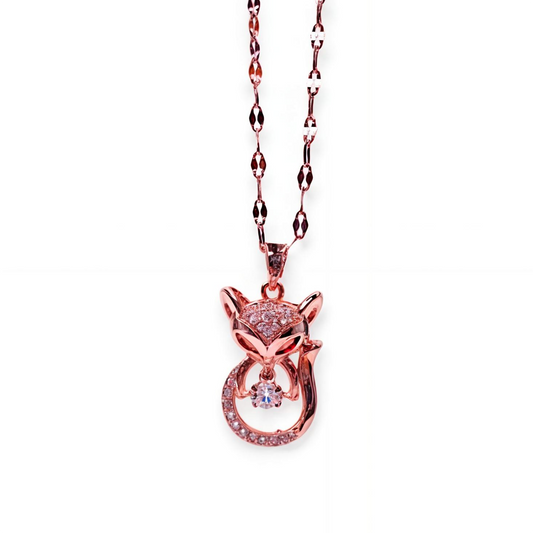 Fox Design Chain Pendant with Stones