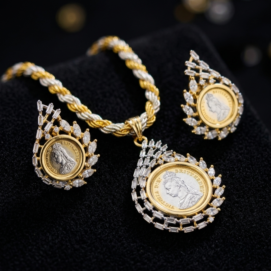 Royal Eclipse Coin Pendant Set