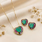 Heart Shaped Pendant Set with Aqua Colour