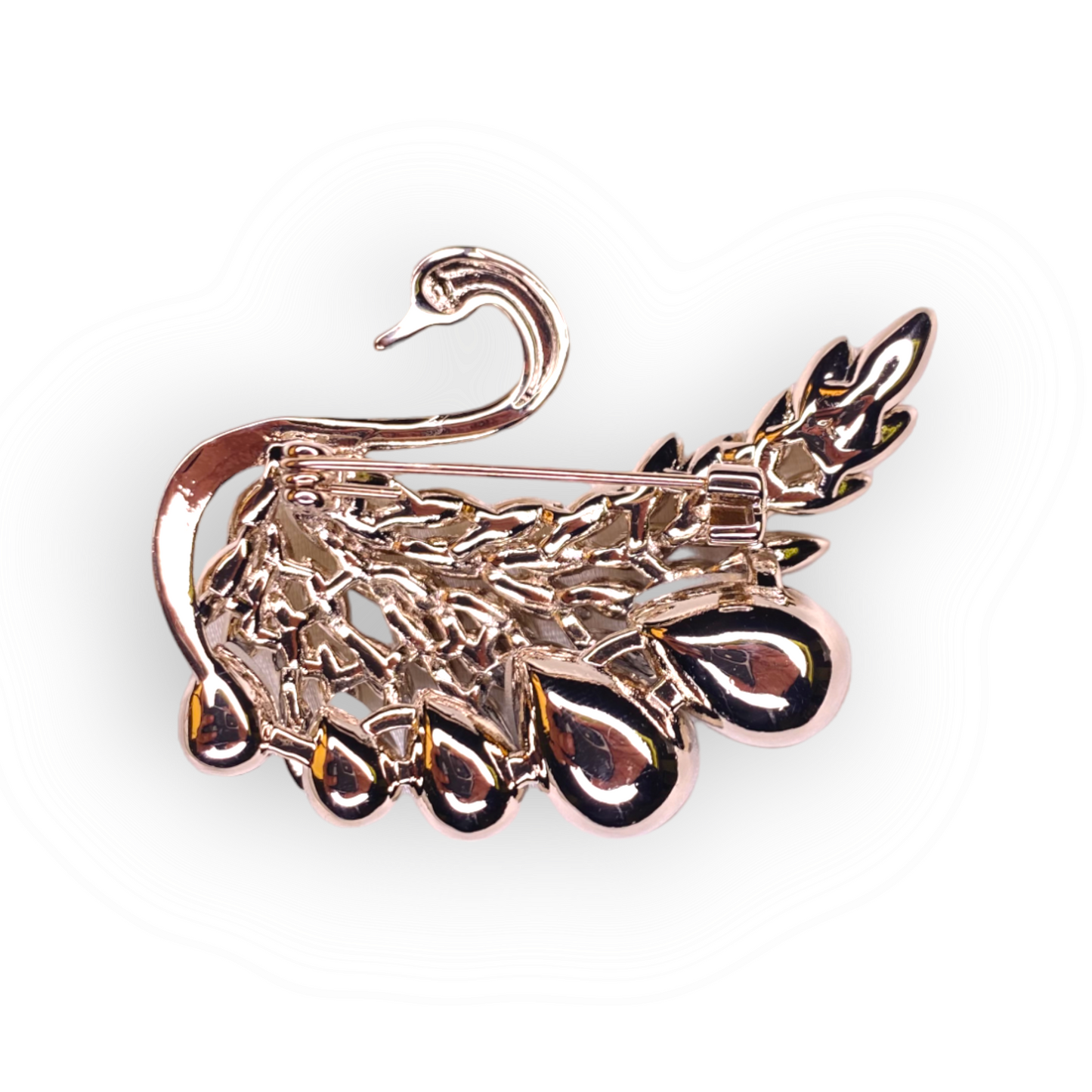 Regal Swan Elegance Gold Plated Stone Studded Brooch