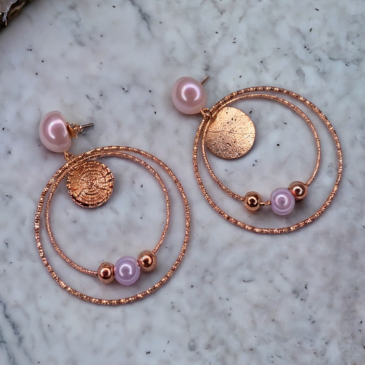 Gold Plated Hoops with Pearls