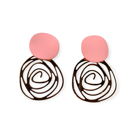 Baby Pink Spiral Danglers