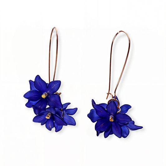 Blue Floral Drop Earrings