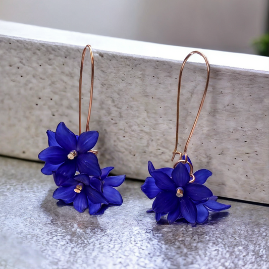 Blue Floral Drop Earrings