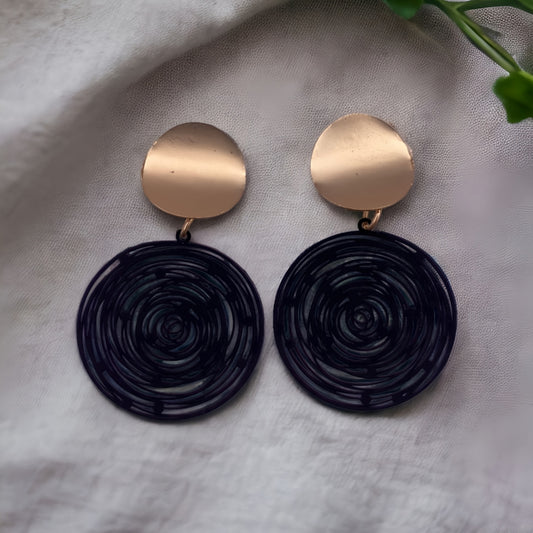 Golden Black Spiral Earrings