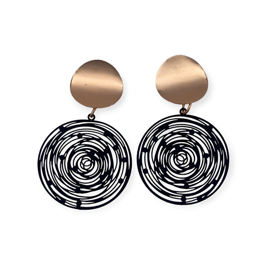 Golden Black Spiral Earrings