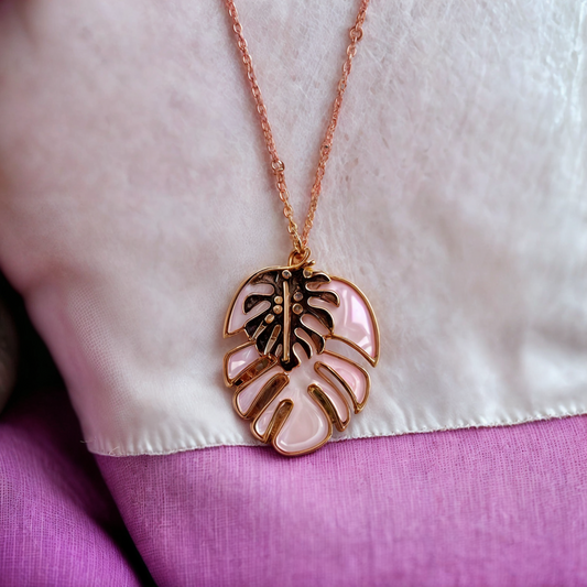 Golden Palm Leaf Pendant Necklace