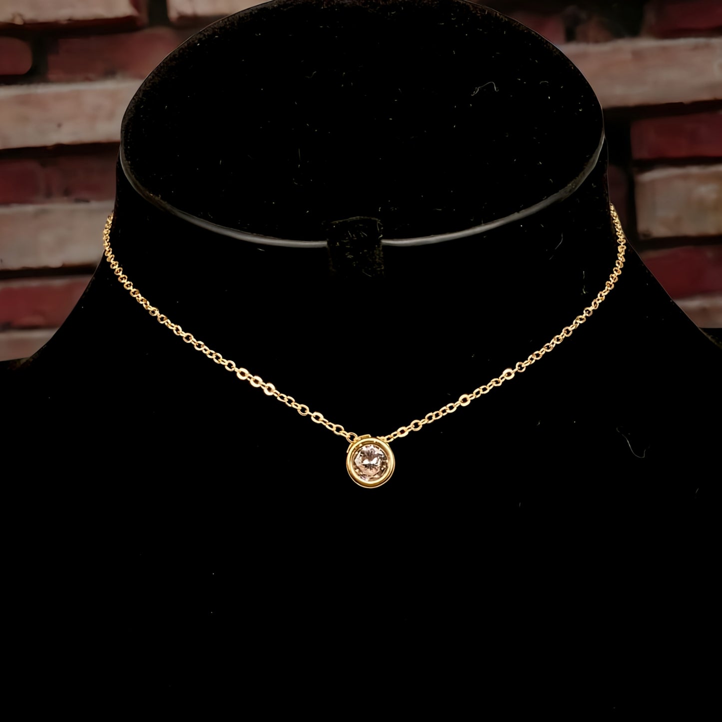 3 Layer Choker with Stone Drop Pendant