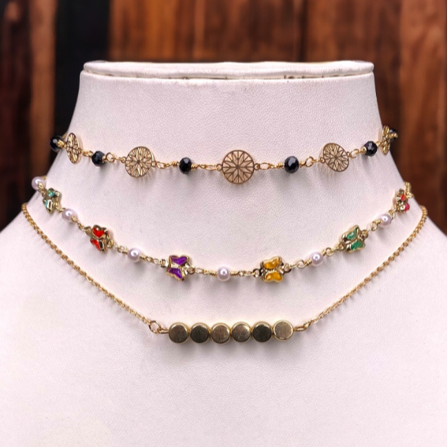 3 Layer Choker with Butterfly Chain