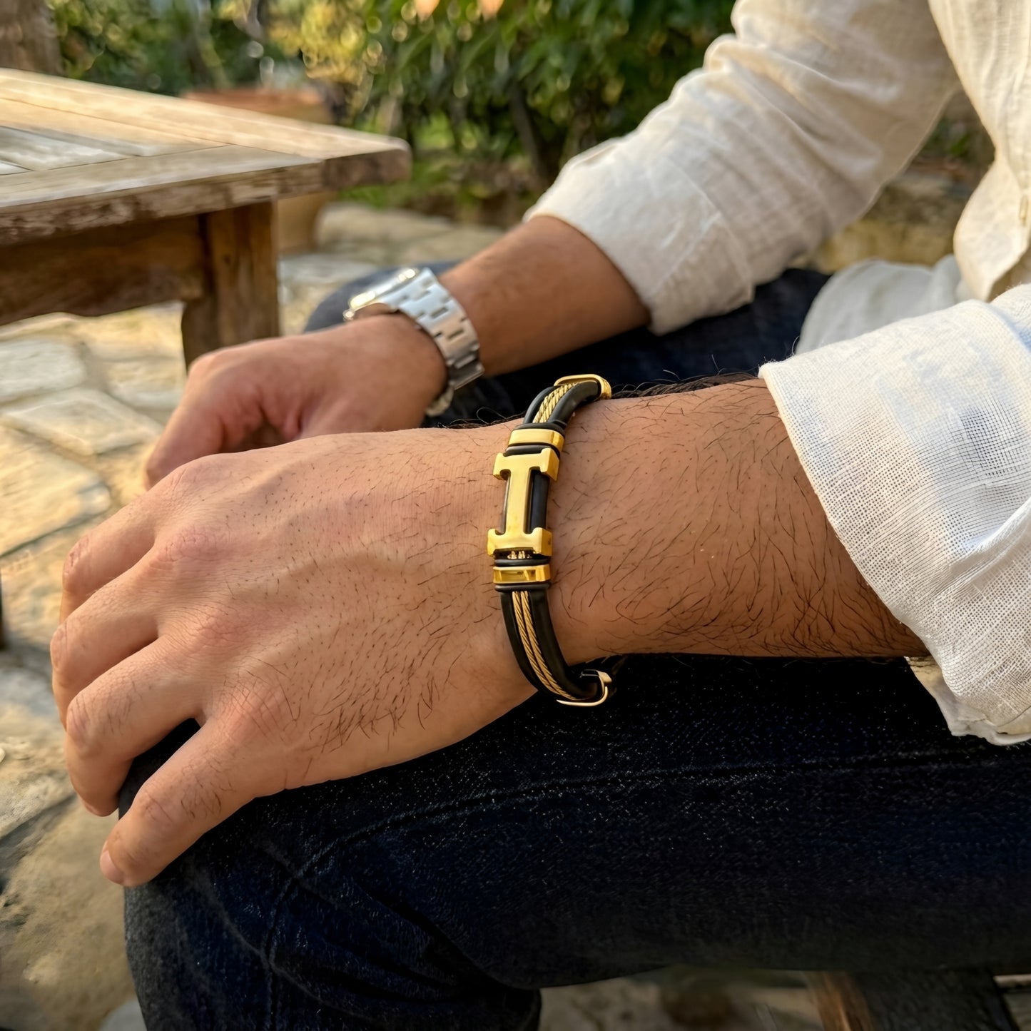 Designer Gold & Black Men's Bracelet
