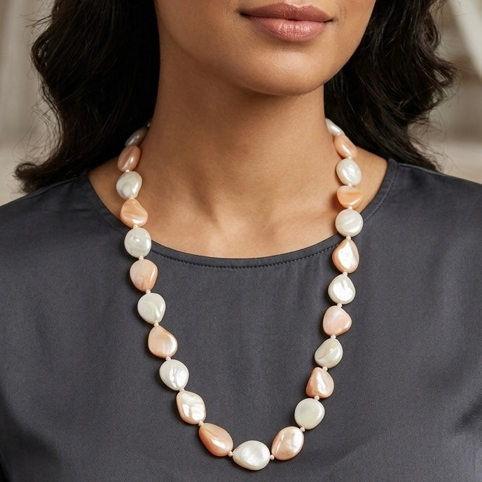 Elegant Baroque Freshwater Pearls Long Necklace