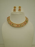 Vibrant Multicolored Enamel & Pearl Square Necklace Set