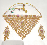 Majestic Gold-Plated Mesh Choker Set with Floral Medallions