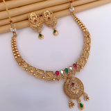 Traditional Floral Lattice Gold-Plated Necklace Set