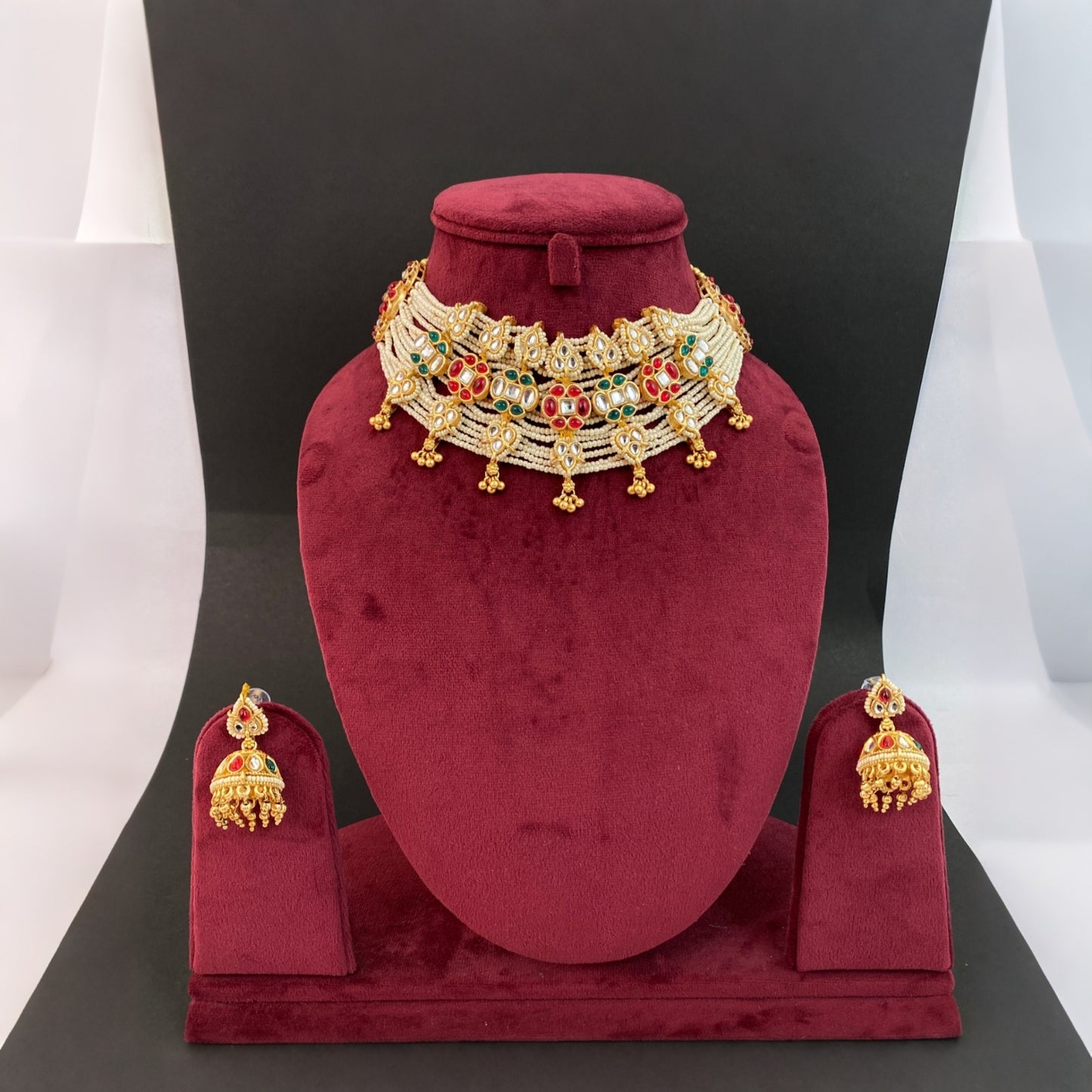 Exquisite Multi-Strand Pearl & Kundan Choker Set