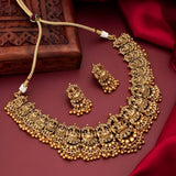 Divine Temple Heritage Necklace Set with Goddess Laxmi Motifs