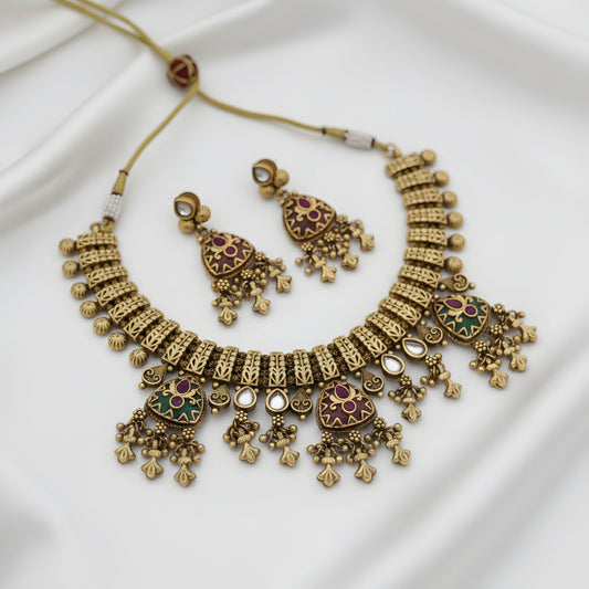 Traditional Antique Rajwaada Necklace Set