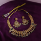 Traditional Gold-Plated Necklace Set with Pearl Drops
