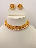 Elegant Pearl-Accented Gold-Plated Necklace Set