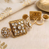 Vatiyaana Regal Kundan Two-Finger Ring