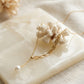 Pearl Drop Interlocking Gold Necklace