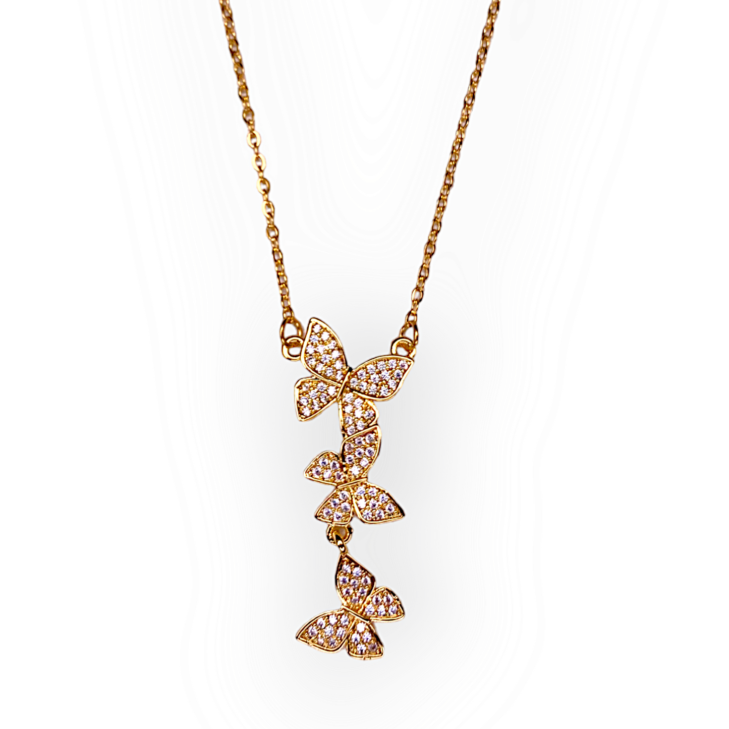 Stone-Studded Gold-Plated Butterfly Pendant