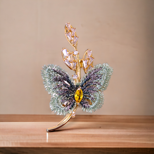 Radiant Flutter Butterfly Brooch in Gold Plating