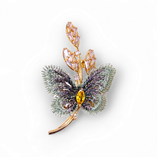 Radiant Flutter Butterfly Brooch in Gold Plating