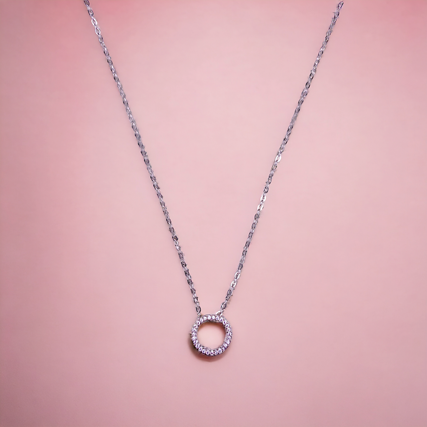 Dainty Silver-Plated Hollow Round Pendant