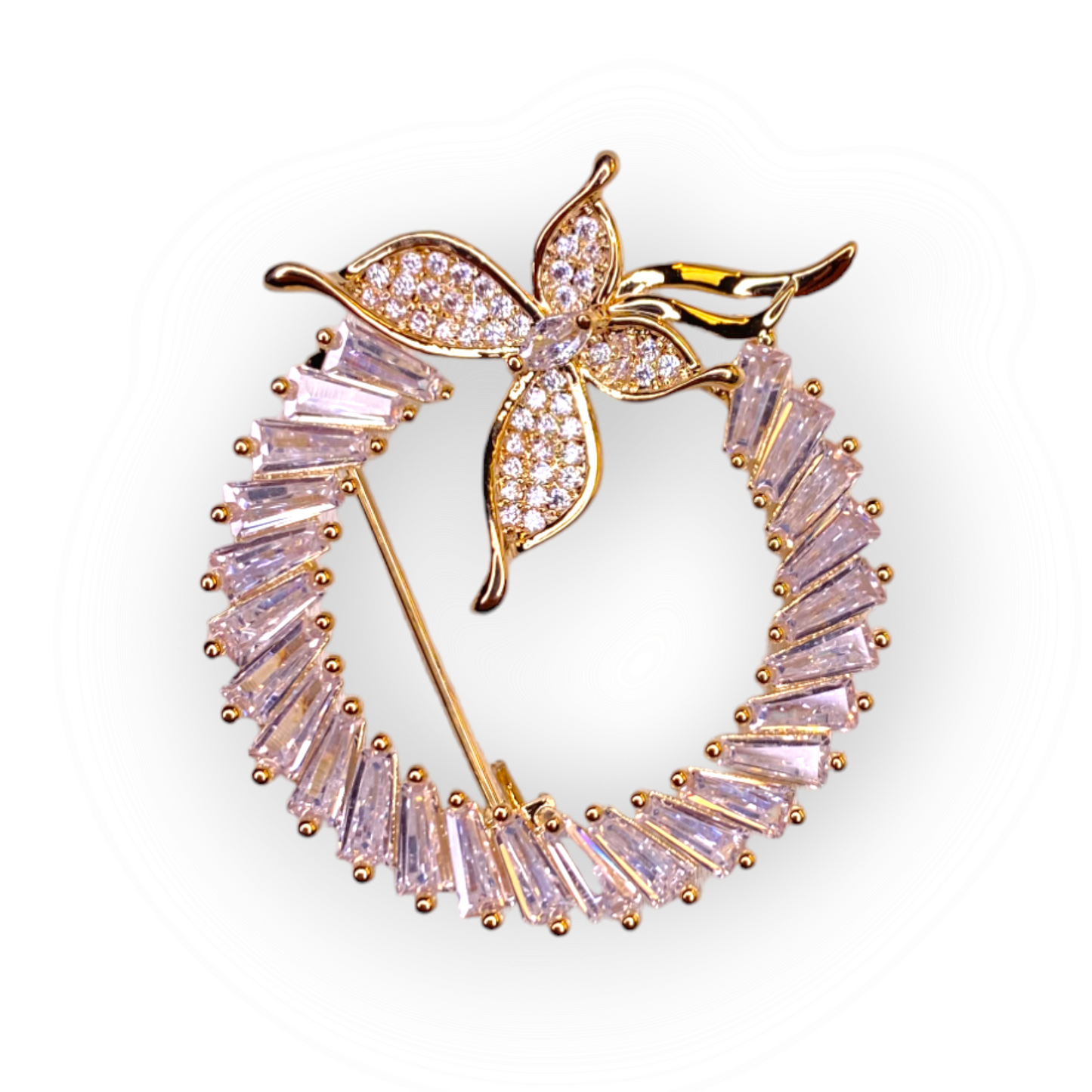 Golden Halo Elegance Circular Brooch