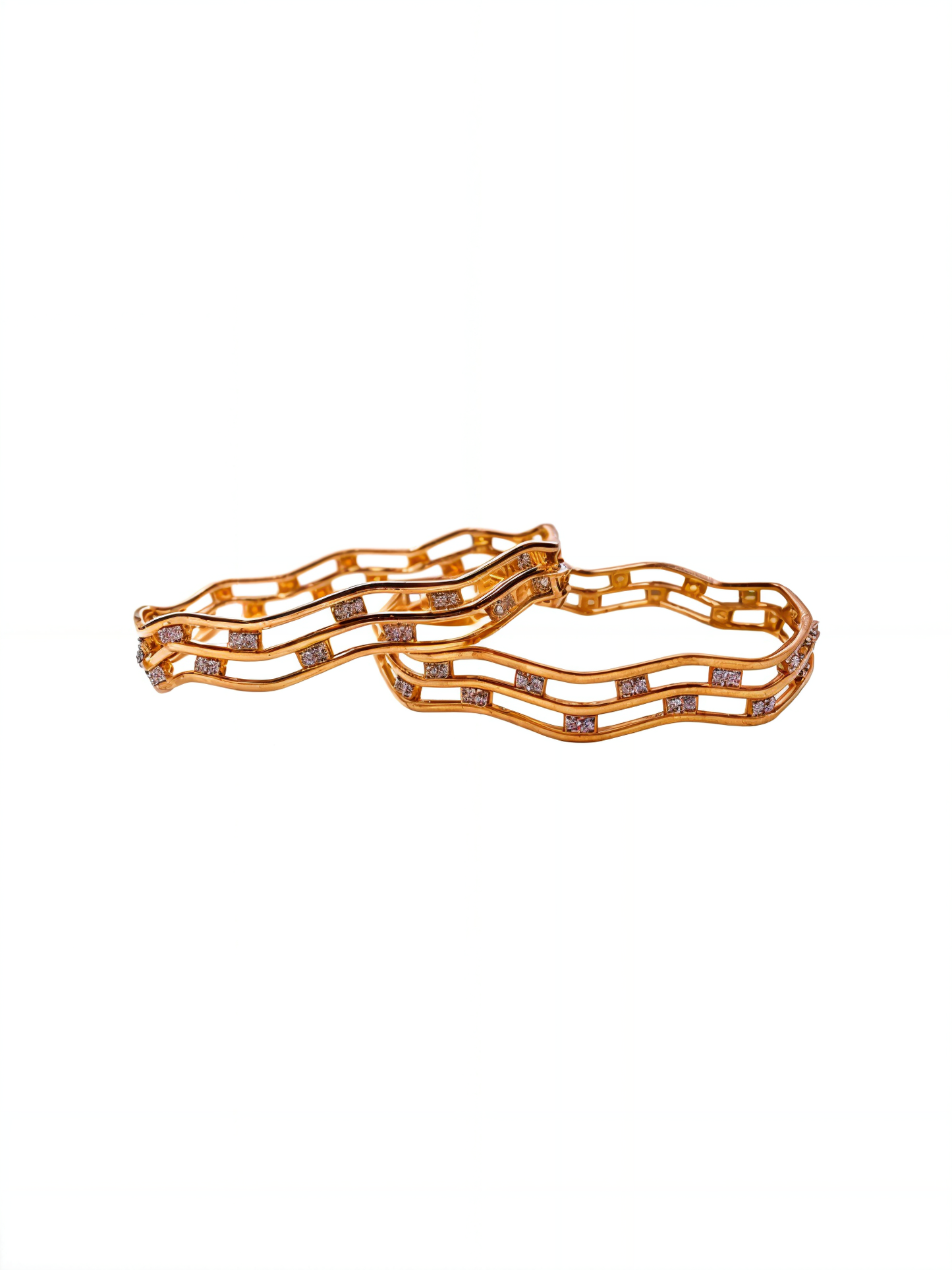 Zigzag Gold Plated CZ Bangles