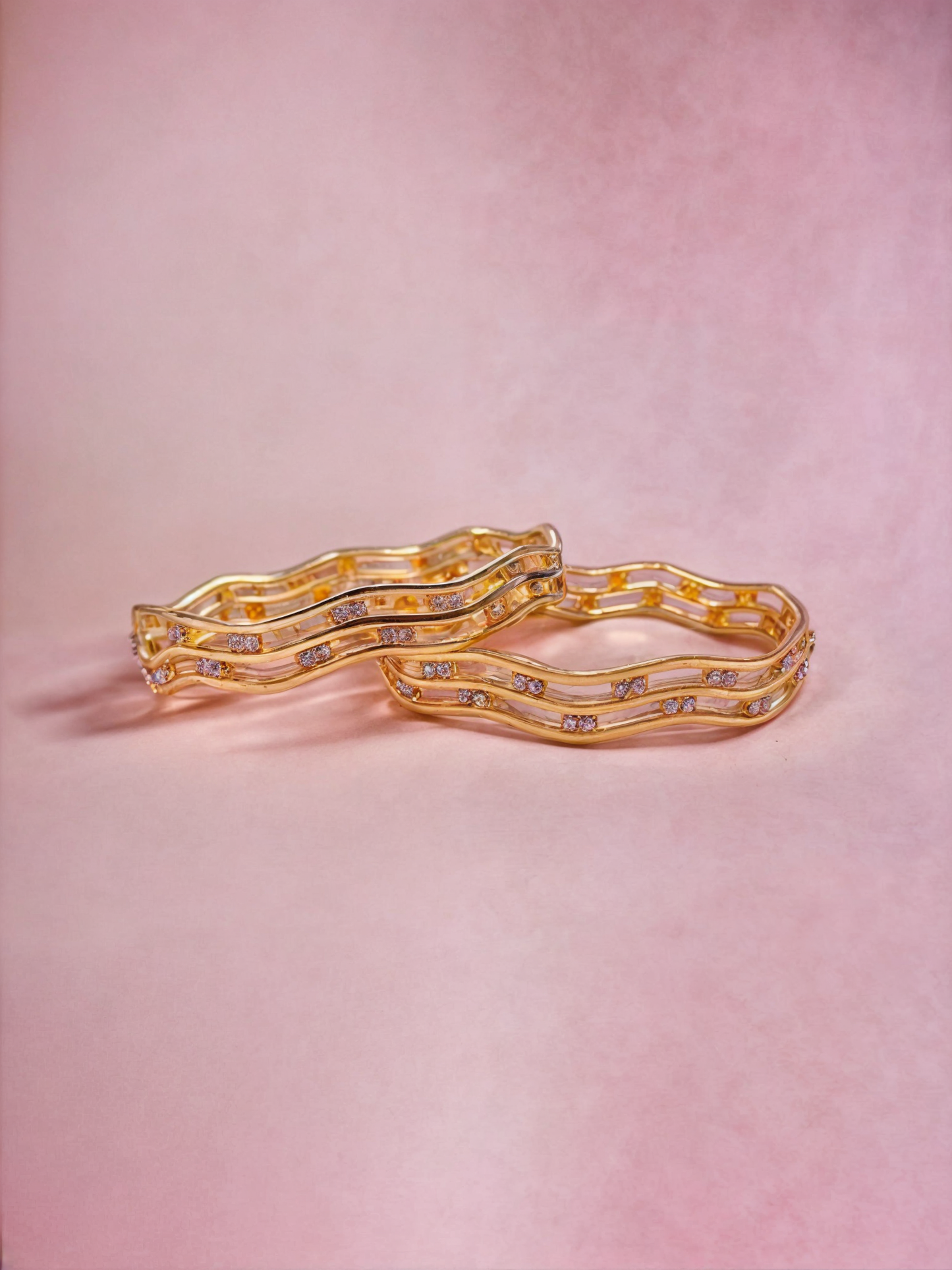 Zigzag Gold Plated CZ Bangles