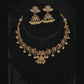 Gold Toned Choker Necklace Set with Earrings for Women