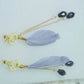 Beautiful Grey Feathers Danglers with Hanging Black Beads