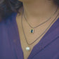 Radiant Blue Sapphire Pendant with Pearl 2 Layer Necklace